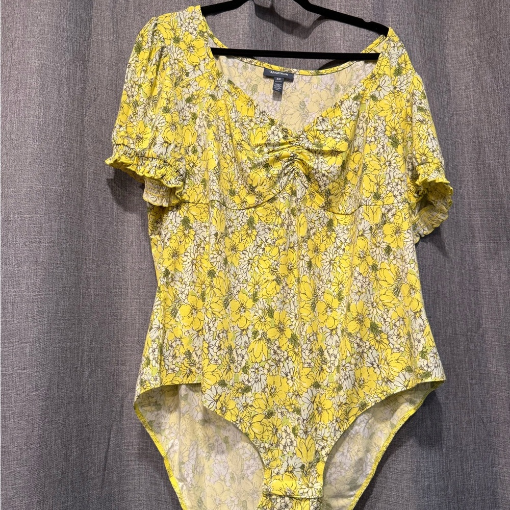 Modcloth Yellow Floral Bodysuit